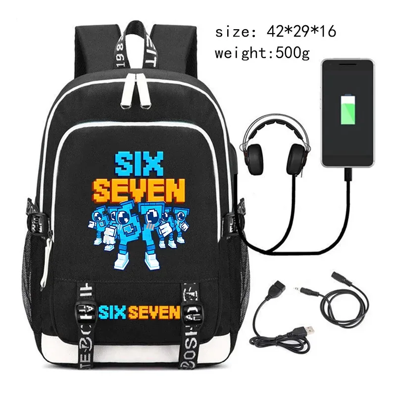 sac à dos steal a brainrot avec chargement usb, sac à dos pour étudiants, sacs d'école imprimés 67 six seven, sac à dos de voyage pour adolescents, sac à dos pour hommes