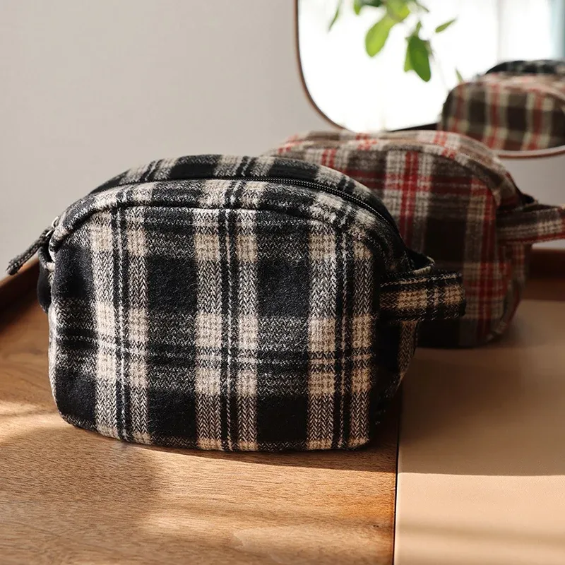 trousse de maquillage rétro, pochette en toile, grande trousse de cosmétiques, trousse de toilette de voyage, étui de rangement portable pour rouge à lèvres, trousse de bain et de douche pour femme.