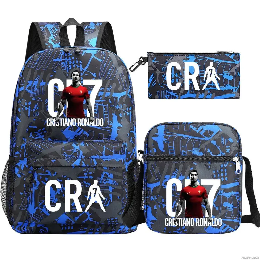 sac dos oxford université appliques cristiano ronaldo motifs galactiques ligne bleue pochette bandoulière noire vert rouge voyage étudiant