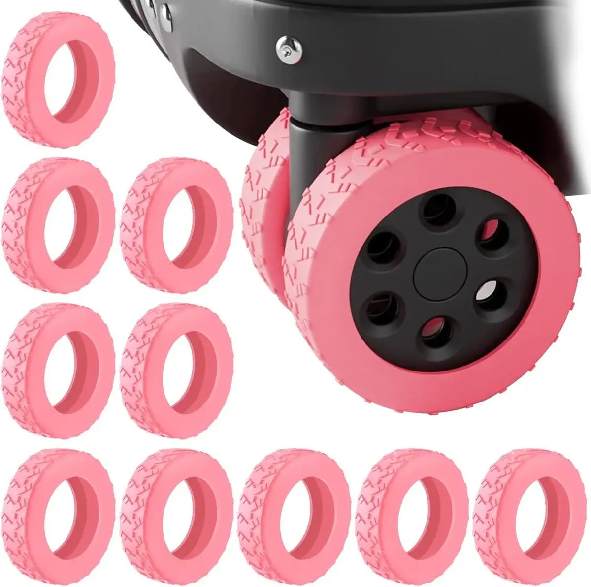 housse de protection en silicone colorée et texturée pour roues de bagages de voyage, réduit le bruit, accessoires de bagages