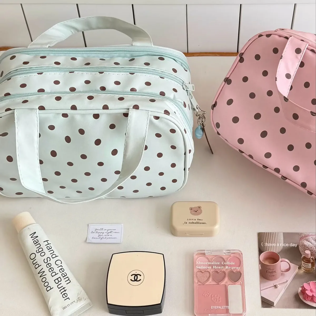 sac de rangement cosmétique portable à grande capacité, à 3 compartiments, sac de toilette de voyage, trousse de maquillage à main pour femmes