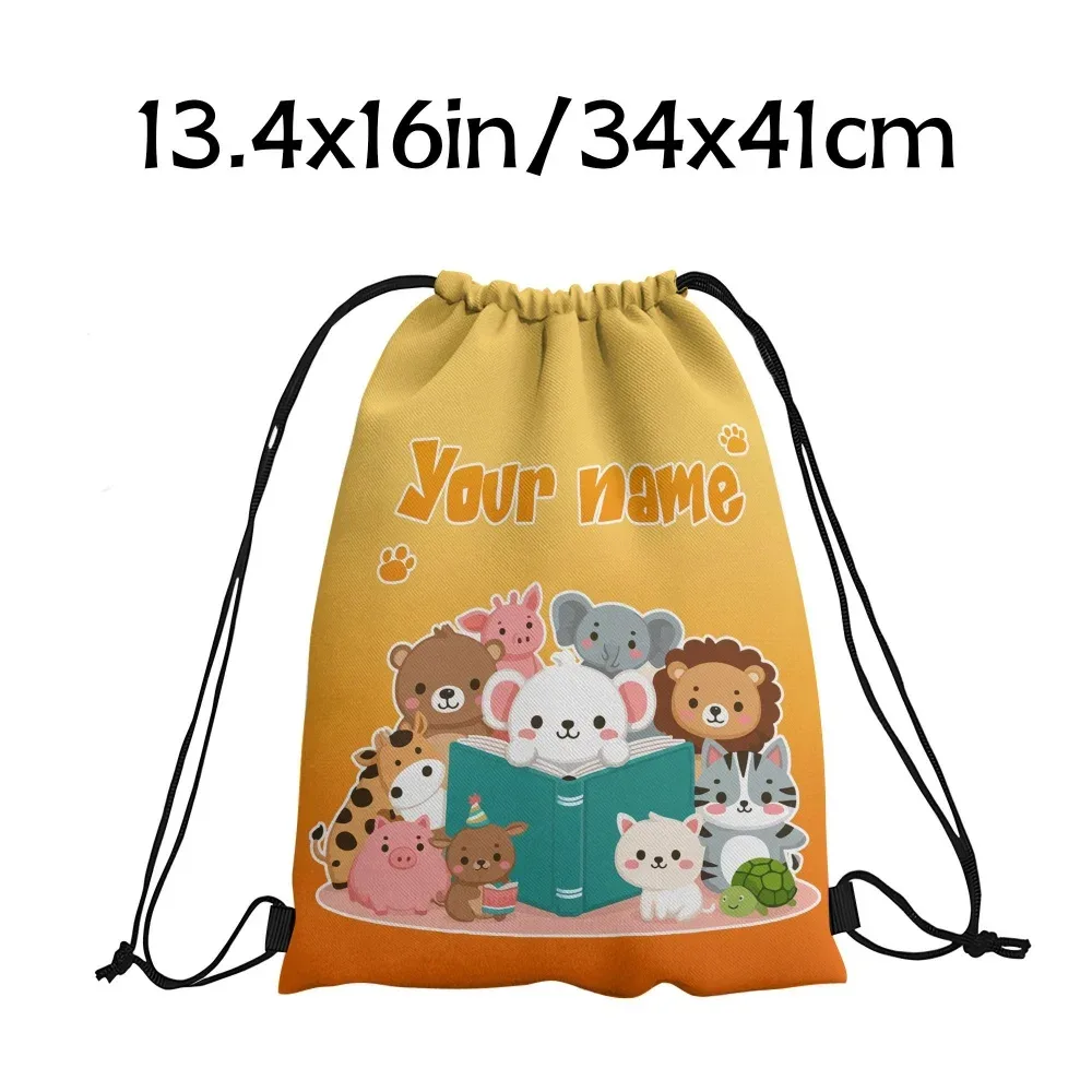 sac à dos à cordon personnalisé avec animaux mignons, sac à livres à cordon avec animaux de dessin animé, sac à cordon pour enfants, école, gymnase
