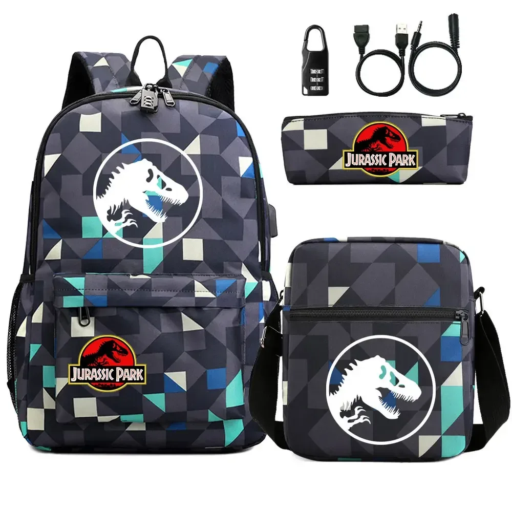 sac dos tissu oxford unisexe noir logo jurassic world bandoulière arquée compartiment intérieur style dessin animé usage voyage