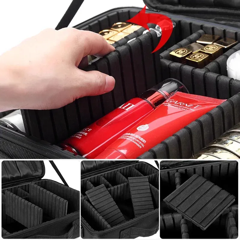nouvelle trousse de maquillage oxford pour femmes, trousse de cosmétiques de voyage professionnelle de grande capacité, boîte à outils de manucure et de maquillage étanche