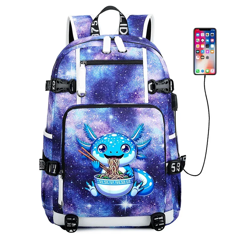 sac dos toile animaux bleu violet galaxie humour compartiment intérieur poignées latérales courbe physiologique dos usage étudiant transport matériel