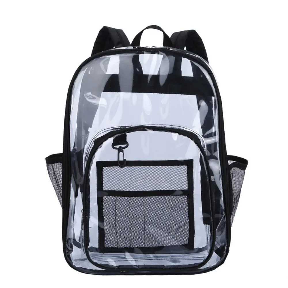 sac à dos transparent en pvc simple, grande capacité, imperméable, sac d'école pour étudiants, sac de voyage de style coréen, sac à bandoulière transparent pour l'école