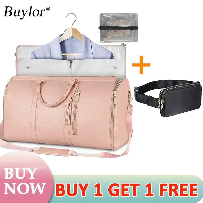 sac voyage polyester rose marron pliable extensible femelle polyvalent grande capacité résistant eau hand bagage fitness voyage suit storage