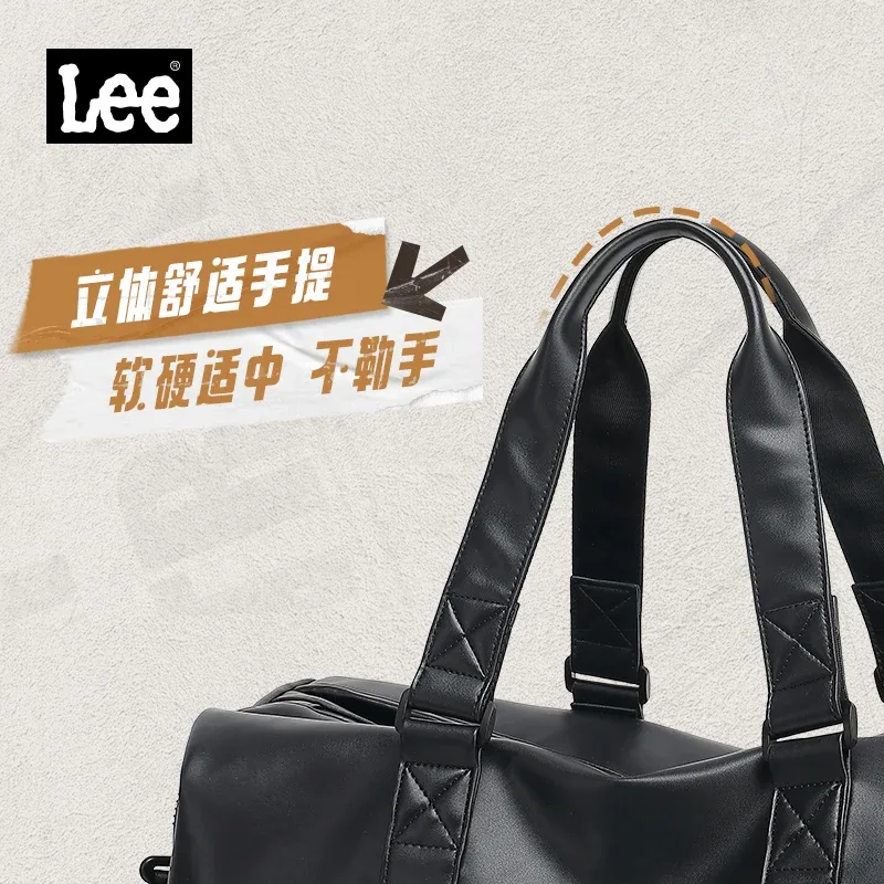 lee – sac polochon de voyage en cuir imperméable de haute qualité, compartiment à chaussures sec et humide, grand bagage d'entraînement, sac de fitness pour femmes et hommes