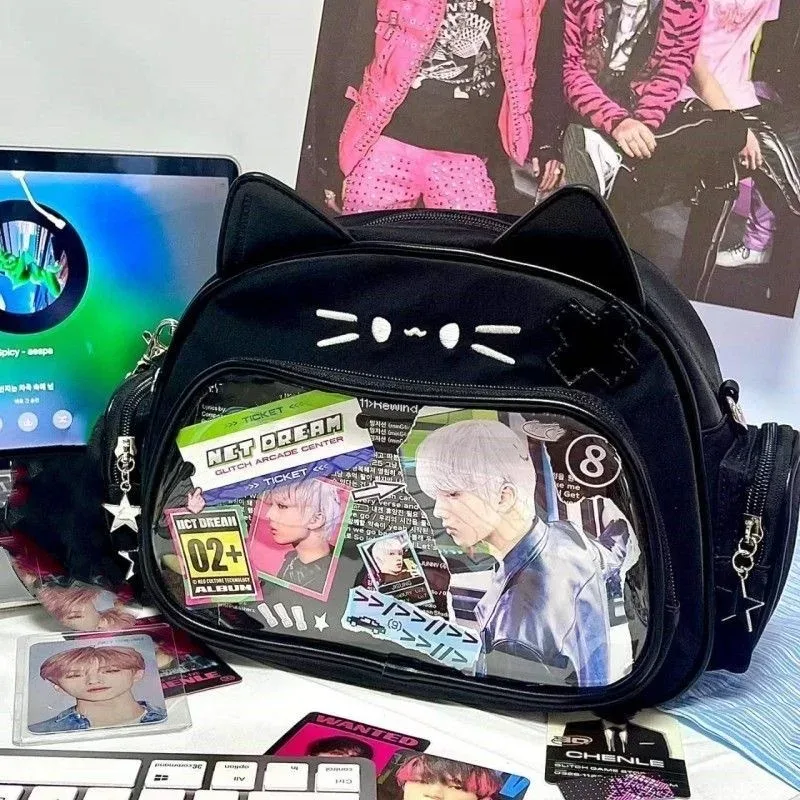 sacs à dos y2k cat ita pour femmes, style harajuku coréen, sac à bandoulière kawaii, esthétique vintage, sacs à bandoulière en pu mignons initiés, mode japonaise