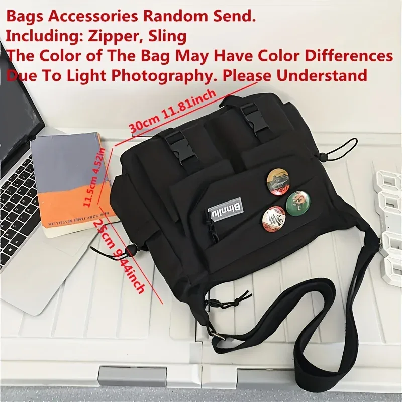 sac messager en nylon pour hommes, sac à bandoulière tendance pour hommes, sac d'école pour étudiants, sacs à bandoulière de couleur unie pour hommes