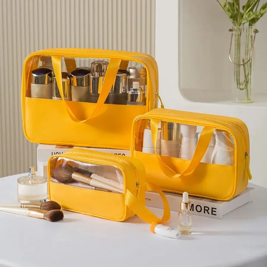 trousse de toilette pour hommes et femmes, organisateur de voyage cosmétique translucide et imperméable pour accessoires et articles de toilette