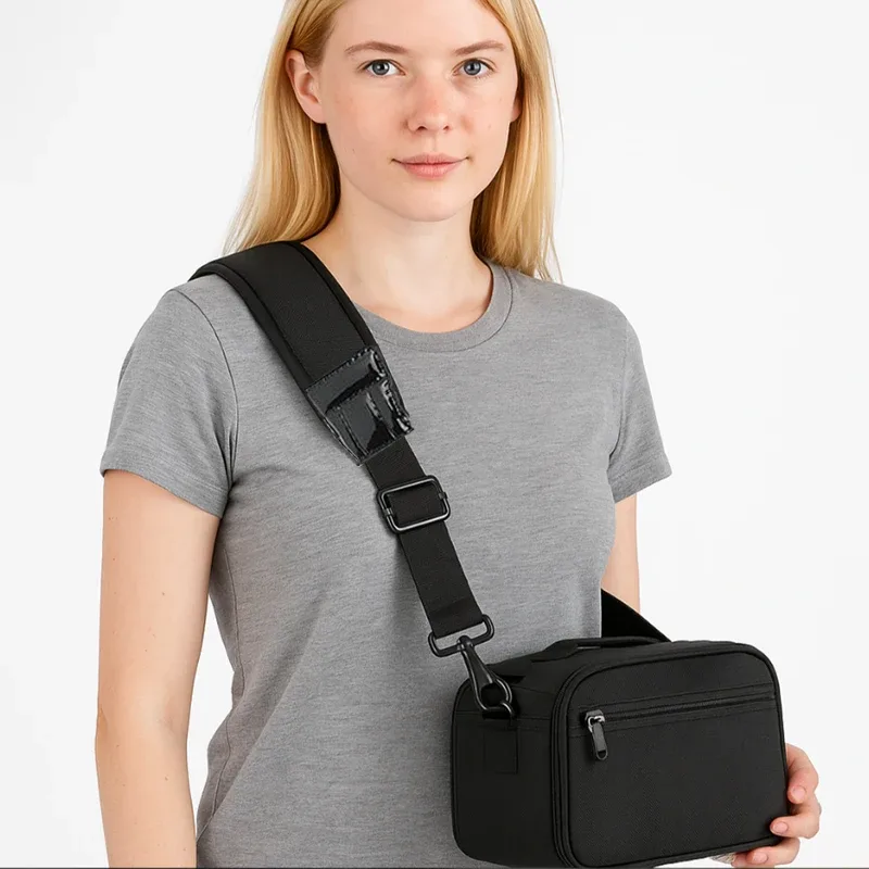 sangle d'épaule épaisse pour appareil photo/ordinateur, absorbe les chocs, avec boucle métallique élastique, soulagement de la pression, remplacement pour sacs à dos