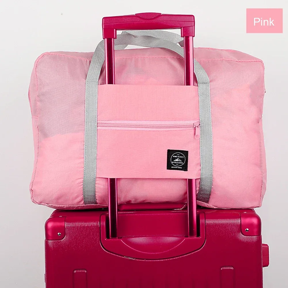 sac de voyage pliable imperméable de couleur unie, sac à bagages léger de grande capacité