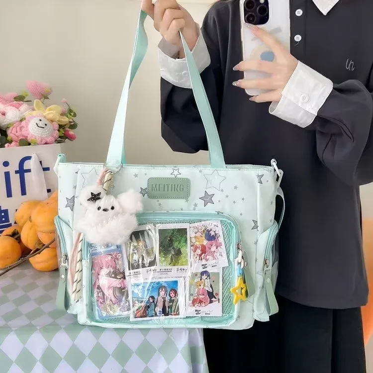y2k mignon japonais ins ita sac lolita fille fourre-tout transparent sac à bandoulière grande capacité sac à bandoulière décontracté bricolage affichage sacs à main