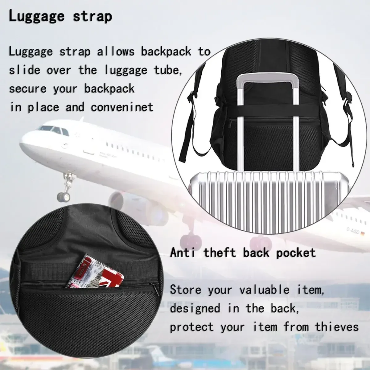 israël f.c mhfc grand sac à dos de voyage durable pour ordinateur portable sac résistant à l'eau avec port de chargement usb sac à dos d'affaires pour femmes et hommes