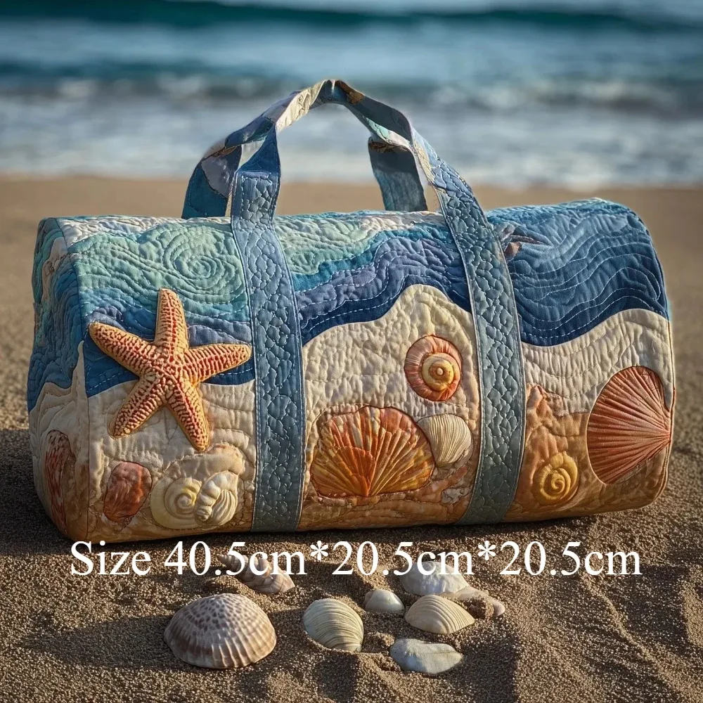 sac de plage matelassé 3d pour hommes et femmes, imprimé en relief y2k, coquillage, palmier, sac de voyage, sac de plage d'été