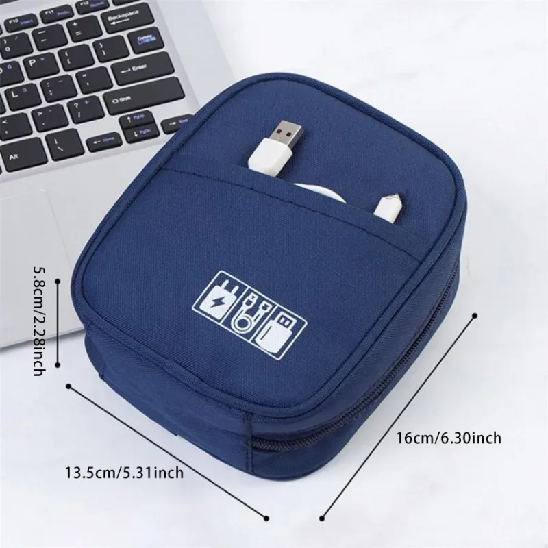 sac de voyage oxford de couleur unie, résistant aux chocs, multi-couches, pour câbles, chargeur, données usb, organisateur d'accessoires électroniques, pochette de rangement