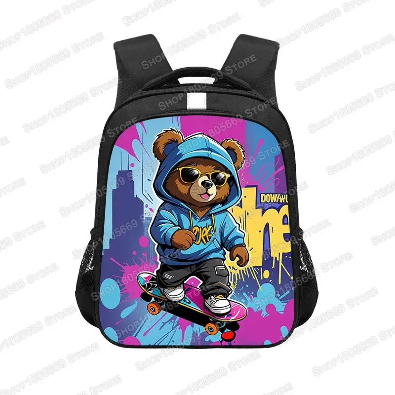 sac à dos kawaii graffiti bear print pour enfants, sac à dos de voyage pour adolescents, hip hop, sacs d'école pour enfants, cadeau pour enfants de 3 à 18 ans, 14 po, 16 po