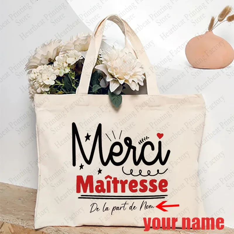 sac fourre-tout d'appréciation floral personnalisé pour enseignants avec nom personnalisé - sac à bandoulière cadeau éducatifs cadeaux de fin de l'année scolaire