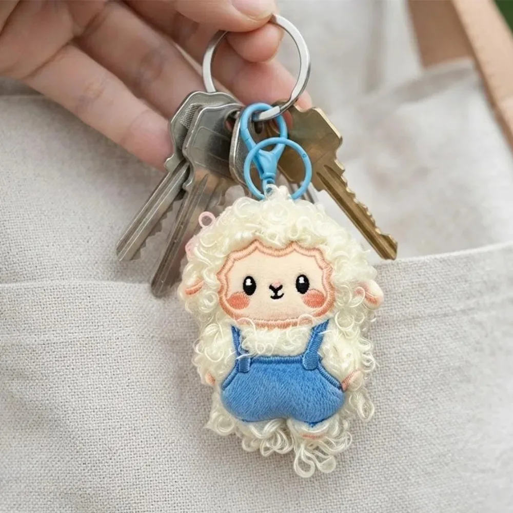 porte-clés sac à dos en peluche mouton bouclé, pendentif agneau dessin animé kawaii, ornement de sac, cadeau pour couple, petite amie, décoration