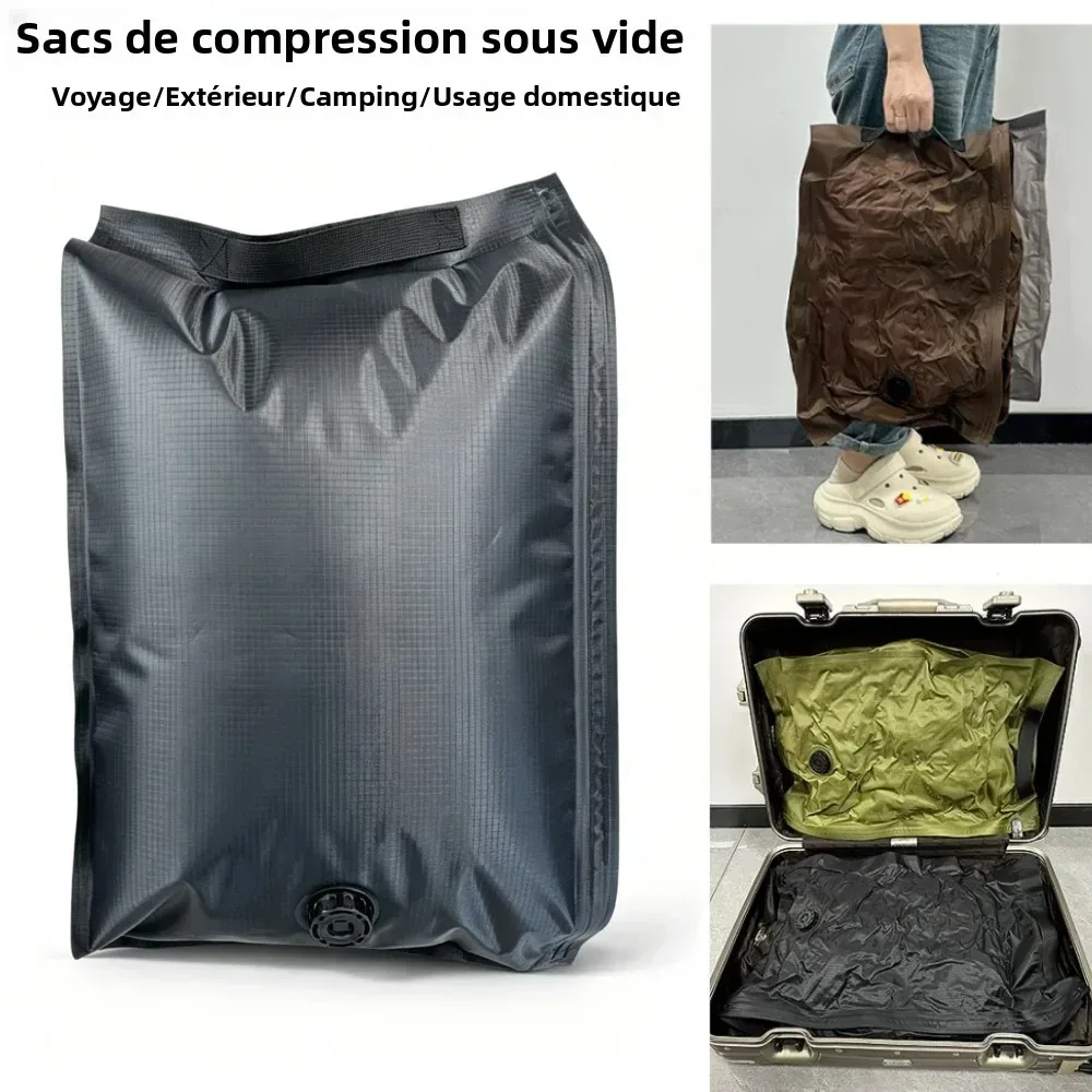 Sacs de rangement sous vide pour bagages de voyage, sacs de compression épais et étanches, économiseurs d'espace pour vêtements, organisateur de voyage et de camping