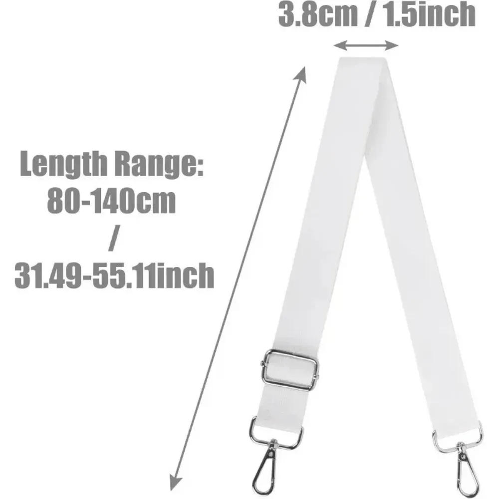 sangle de sac à bandoulière large de 3,8 cm avec crochets pivotants en métal, sangle de remplacement réglable blanche pour sac à bandoulière