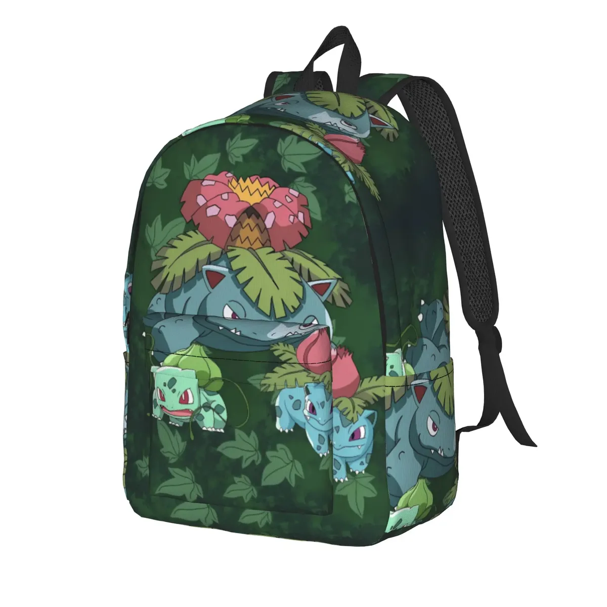 sac à dos de voyage bulbasaur forest cartoon, sacs à dos de voyage pour hommes, sacs d'école secondaire à motifs colorés, sac à dos cool