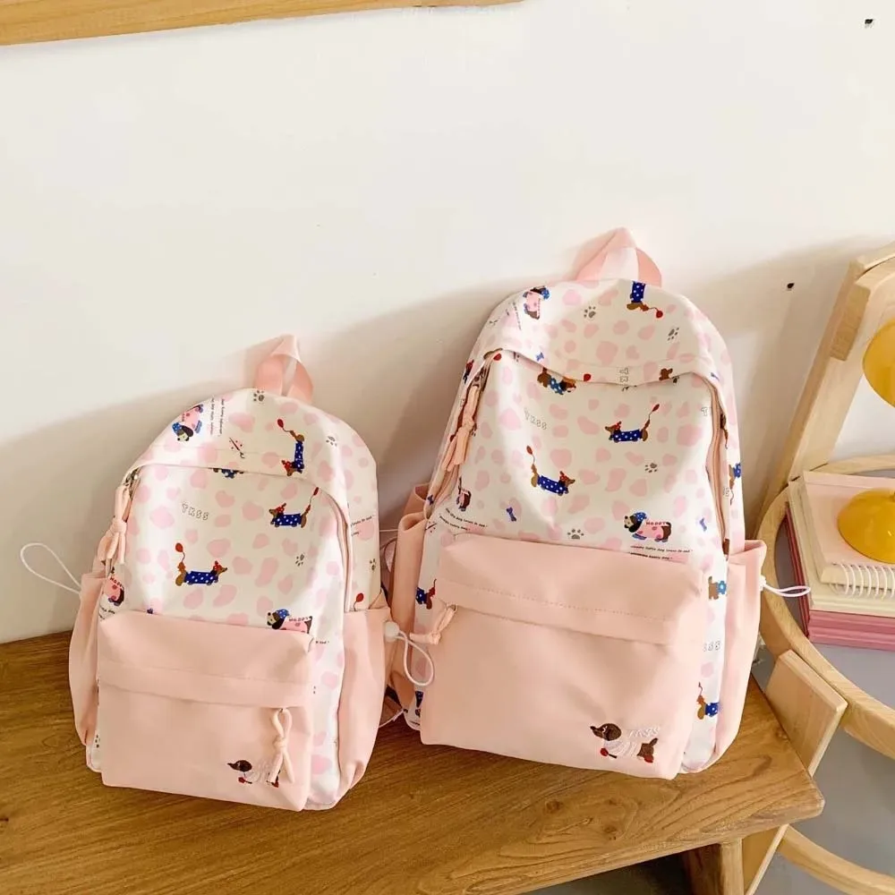 sac à dos en nylon pour étudiants, motif teckel, décontracté, couleur contrastée, anti-rayures, en polyester, grande capacité
