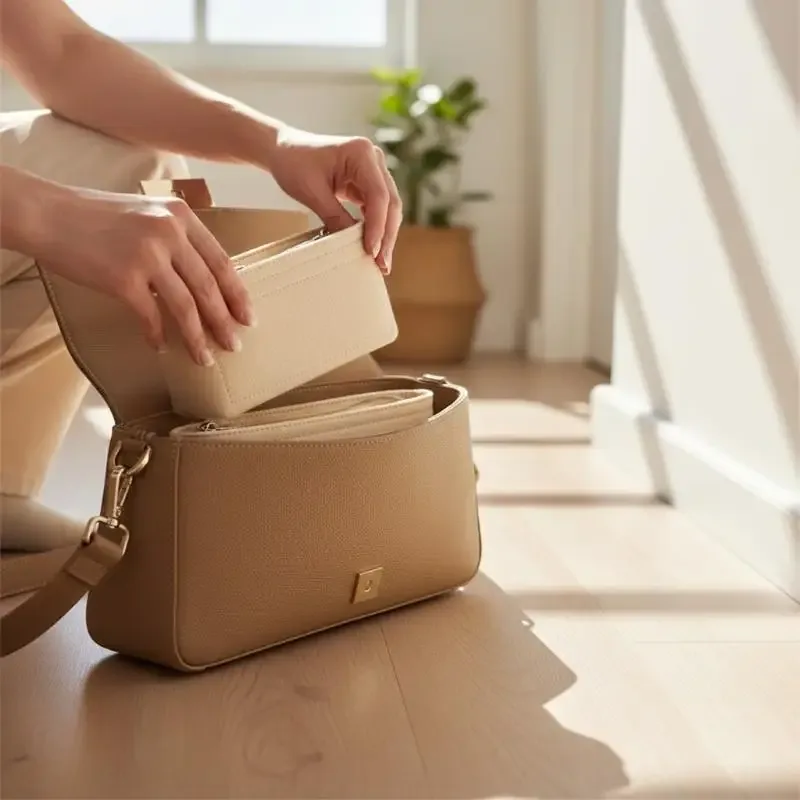 organisateur de sac en feutre pour femme, insert multi-poches pour sac à main, doublure de sac à main à 8 compartiments, idéal pour les voyages