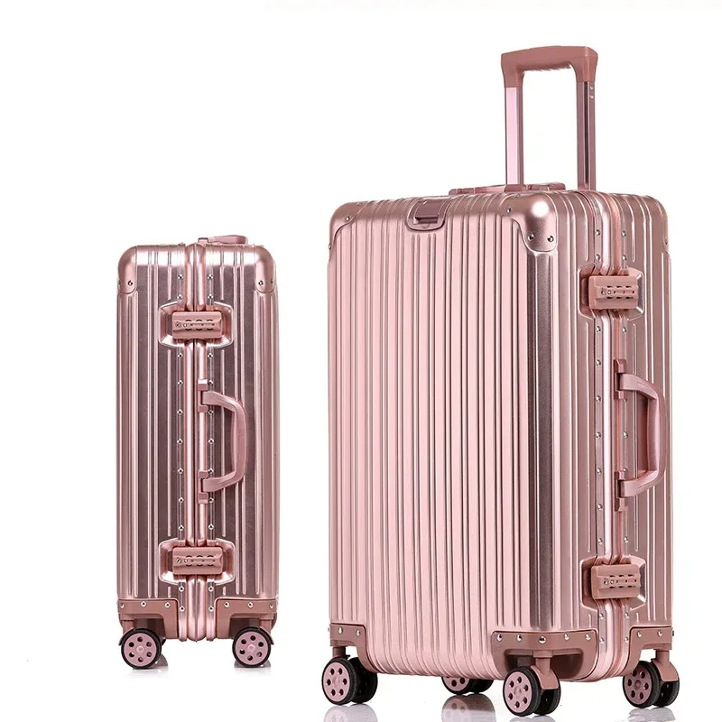 valise de voyage en alliage aluminium-magnésium 20/24/26/29 pouces, valise à roulettes, bagage à main, valise cabine