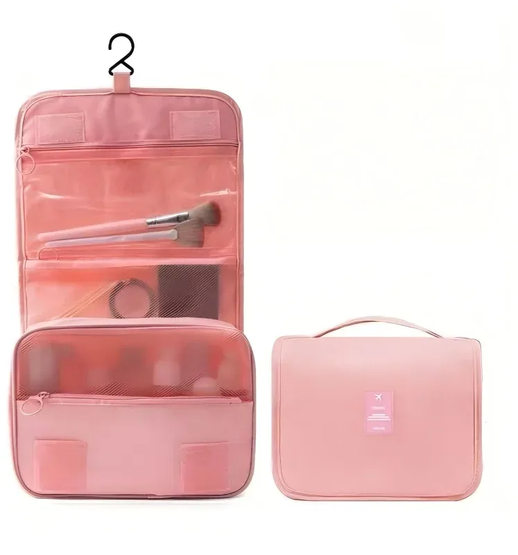 sac de toilette portable à crochet, multifonctionnel, imperméable, résistant à l'usure, rangement multicouche, grande capacité, trousse de maquillage