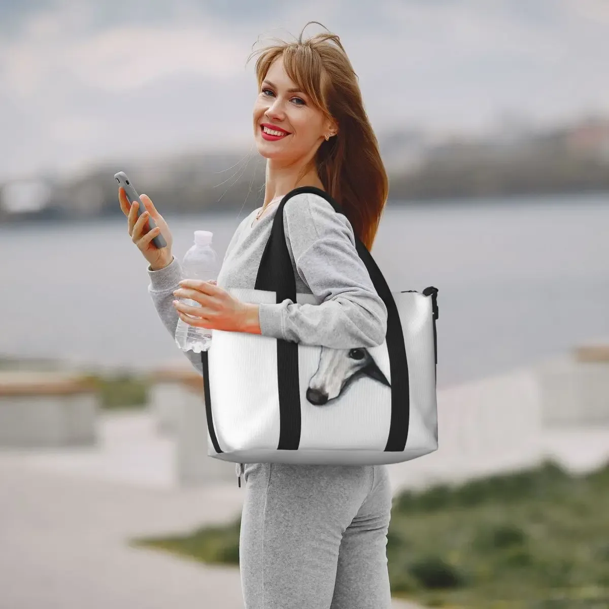 sac fourre-tout personnalisé whippet peeping pour femme, grande capacité, lévrier lévrier, sac de voyage pour chien, salle de sport, plage