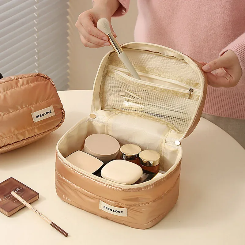 sac à cosmétiques fourre-tout de grande capacité, nouvelle pochette de toilette de voyage or argent, organisateur de maquillage portable pour rouge à lèvres, étui à cosmétiques