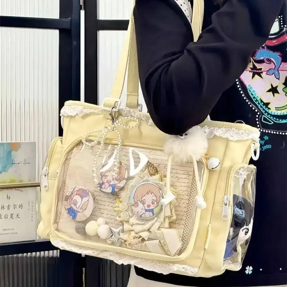 y2k mignon japonais ins ita sac lolita fille fourre-tout transparent sac à bandoulière grande capacité sac à bandoulière décontracté bricolage affichage sacs à main