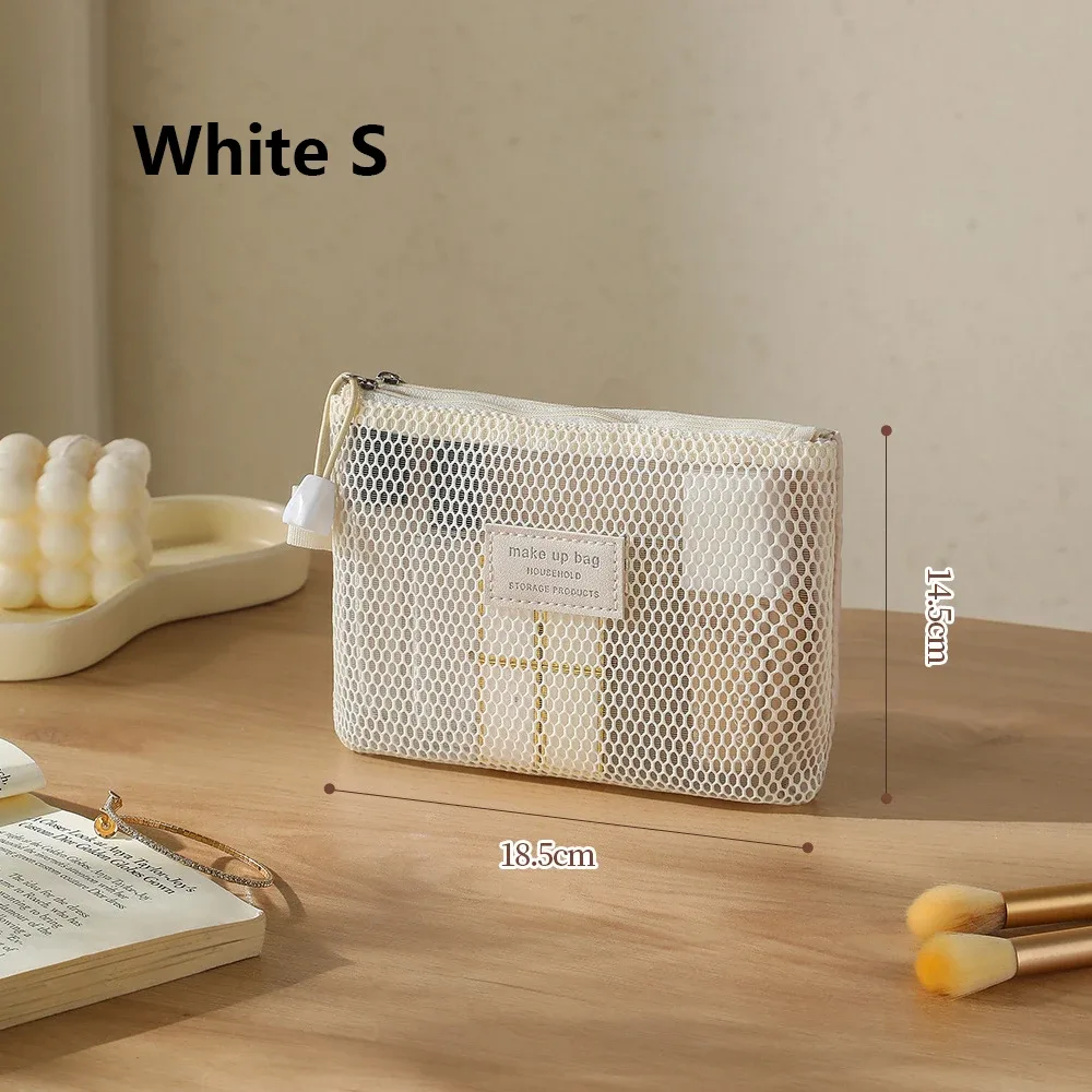 petit sac de rangement de maquillage transparent en maille, oreiller, rouges à lèvres, sac de toilette cosmétique, pochette de grande capacité, mini sac de rangement pour femmes, pochette
