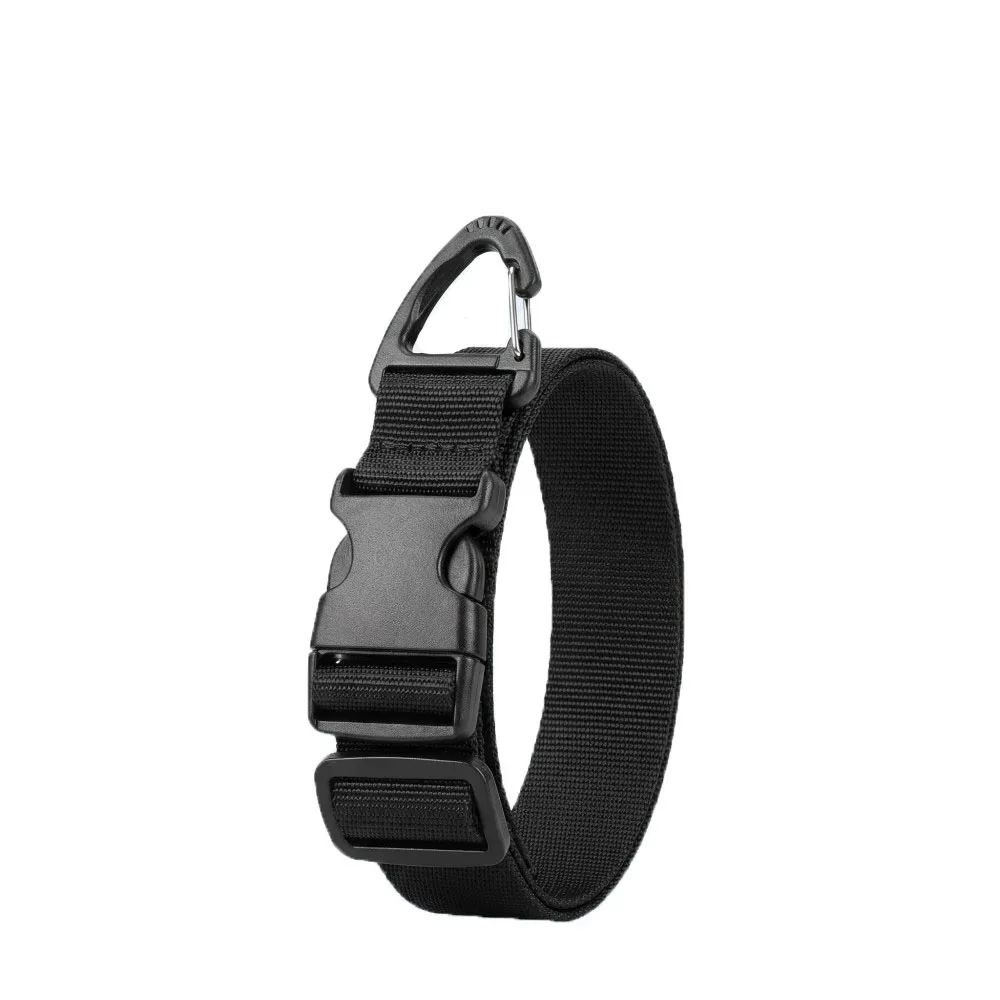 ceinture sécurité polyester noir boucle double carabiner crochet accessoires voyage sangles chapeaux transport vêtements