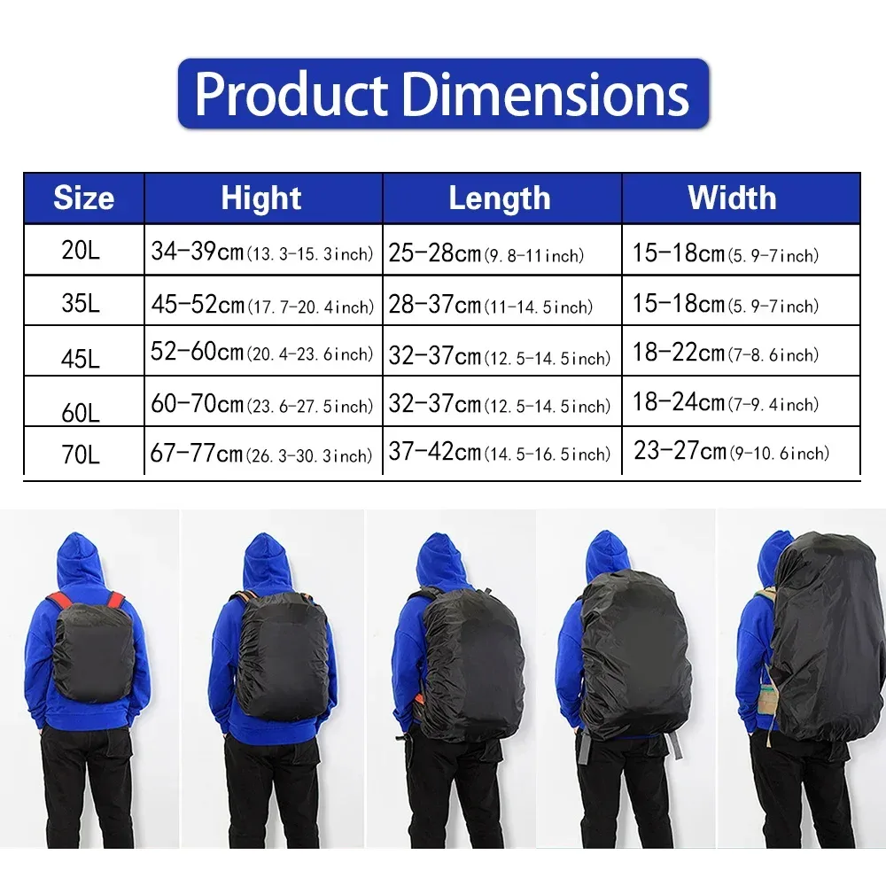 housse de pluie pour sac à dos, 20-70l, pour camping en plein air, randonnée, alpinisme, anti-poussière, imperméable, motif de phrase
