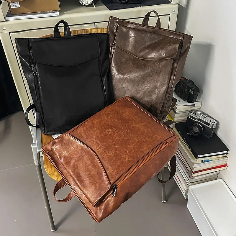 sac à bandoulière pour hommes, nouveau modèle tendance européen et américain, sac d'ordinateur rétro et décontracté, sac de mode urbaine, sac d'étudiant.