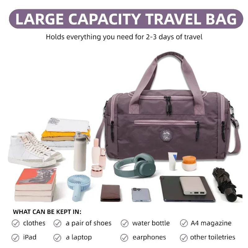 sac de voyage de grande capacité, sac de sport avec plusieurs compartiments, sangle réglable, idéal pour les voyages, les sports de plein air, le camping