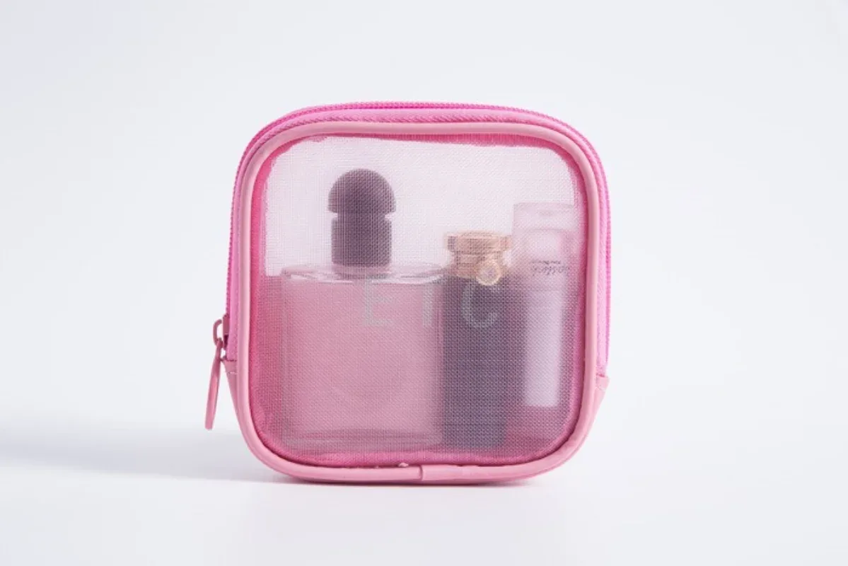 trousse de maquillage pour femmes, sac de voyage, trousse de toilette, trousse de rangement, sacs de maquillage à fermeture éclair, sac à cosmétiques en maille transparente