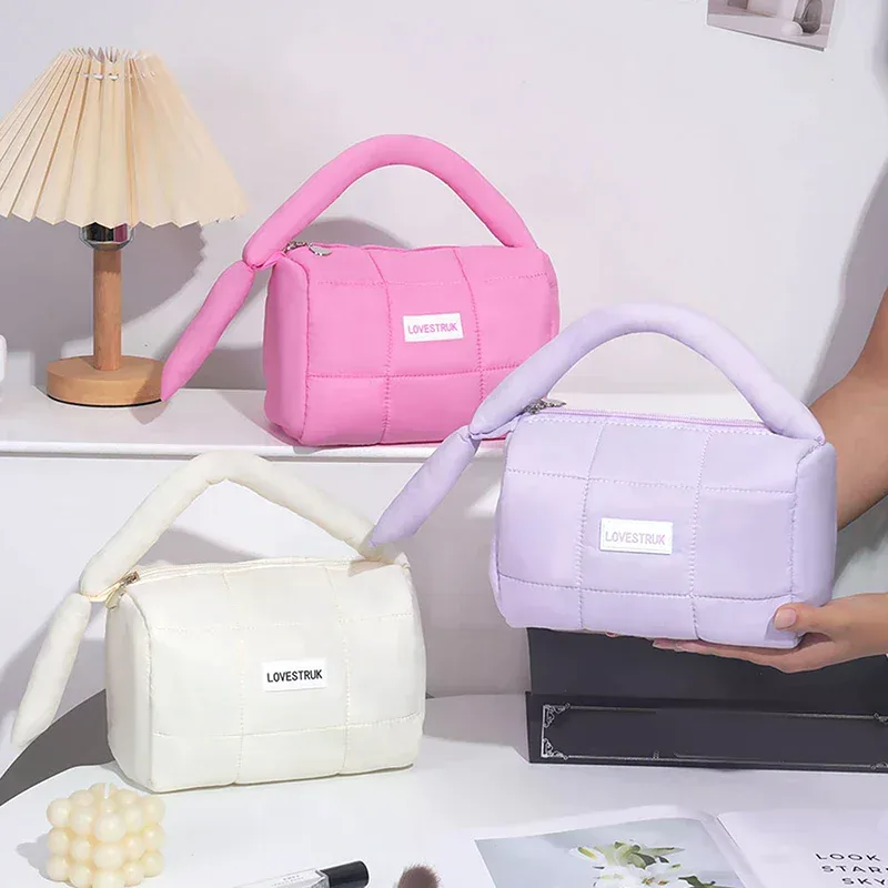 sac de maquillage de style sac à main carré de grande capacité à la mode, sac de voyage pour cosmétiques, sac de toilette imperméable en polyester pour femmes