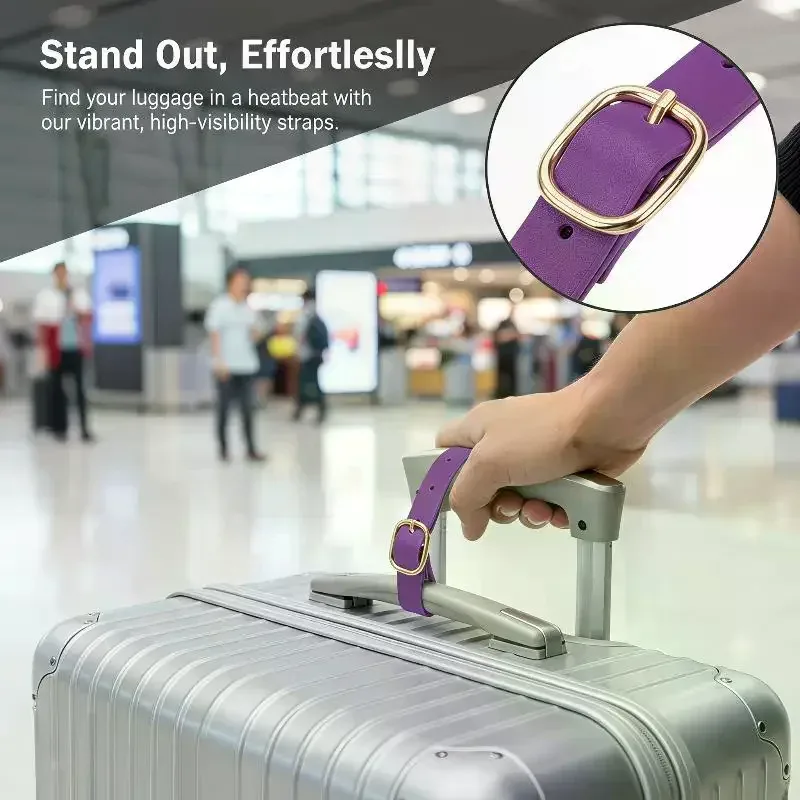 sangles multicolores pour étiquettes de bagages en pu, boucles en alliage, étiquette de bagage étanche, ultra légère, résistante à l'usure, pour voyage d'affaires