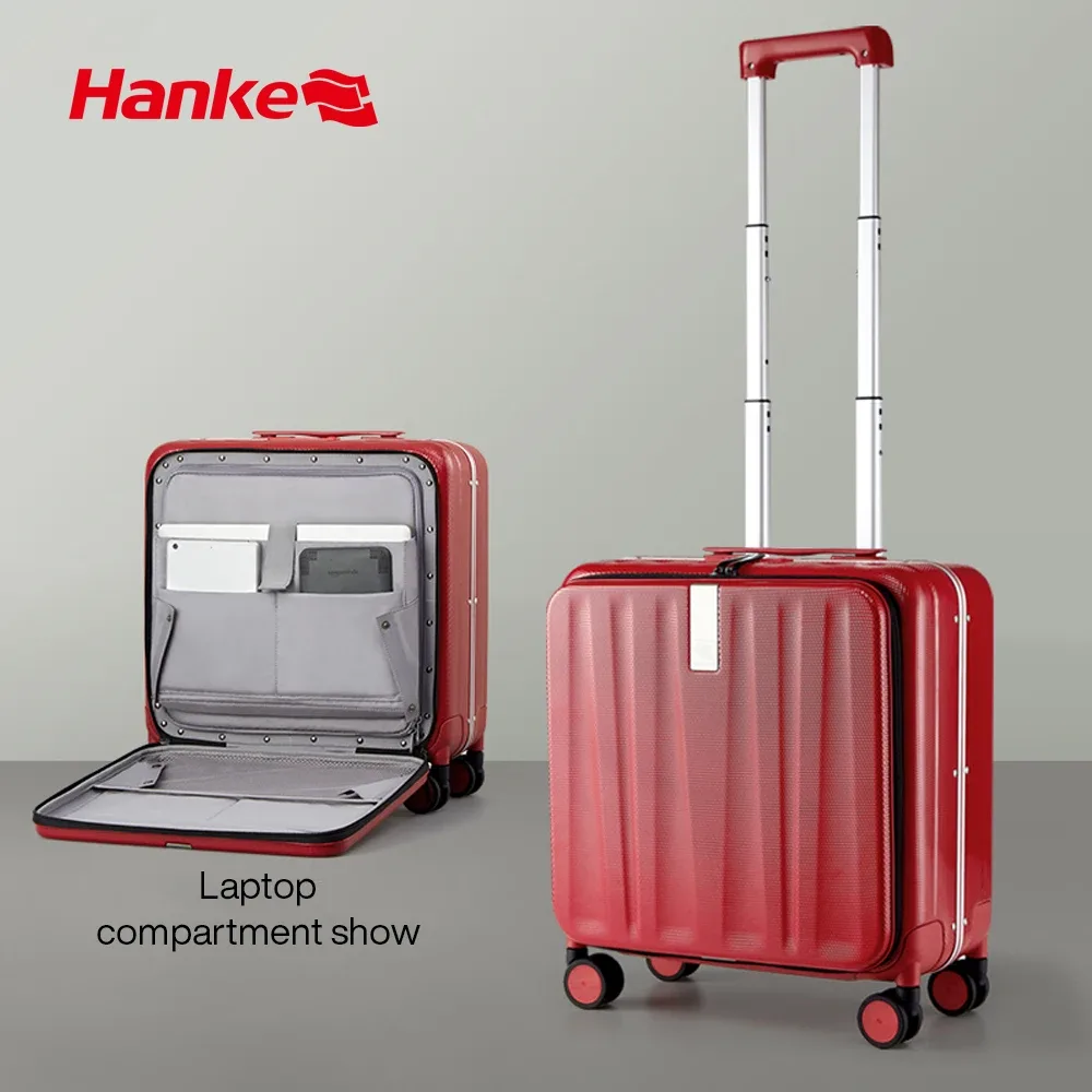 hanke-valise à main avec cadre en aluminium, bagage à roulettes, cabine d'embarquement, roue tournante pc, serrure tsa, design esthétique, 7mm, 18 po, 20 po
