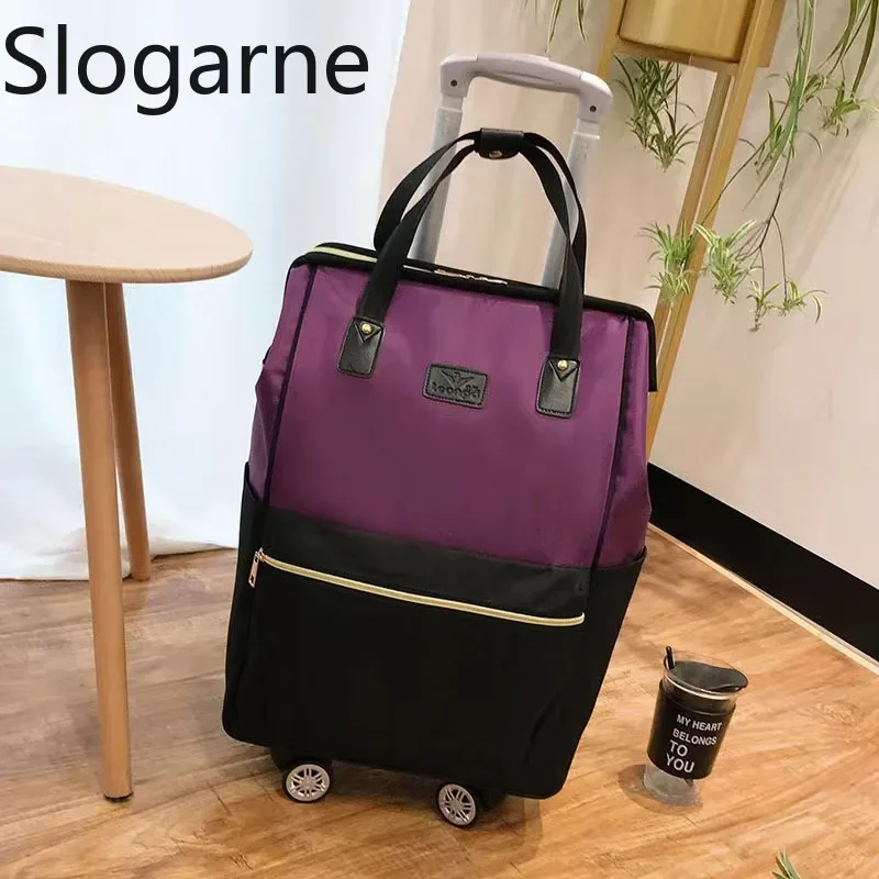 sac de voyage de grande capacité pour femmes et hommes, avec 4 roues, sac à dos à roulettes oxford, sacs à bagages roulants, sac de chariot à la mode