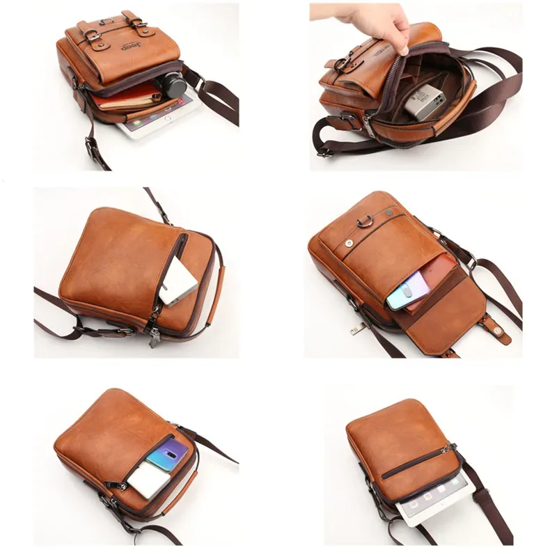 sacs pour hommes de marque jeep, sacs à bandoulière en cuir de haute qualité, marron et noir, pour affaires et loisirs, sacs à main pour ipad de 7.9 pouces