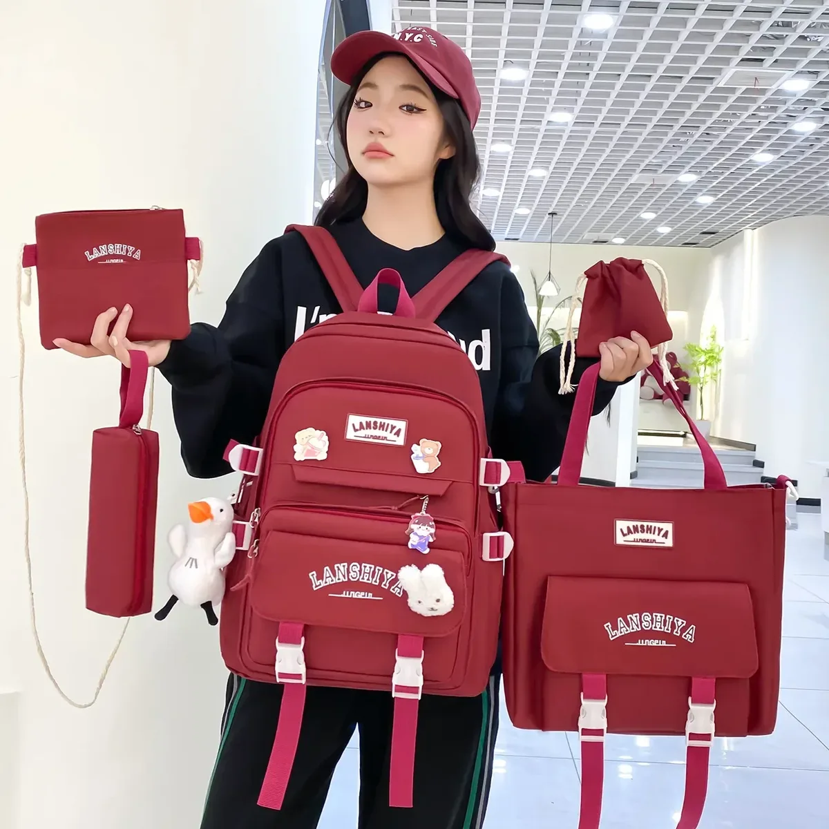 forêt japonais coréen harajuku étudiant sac à dos lycée femme grande capacité mode loisirs voyage nouveau style pendentif gratuit