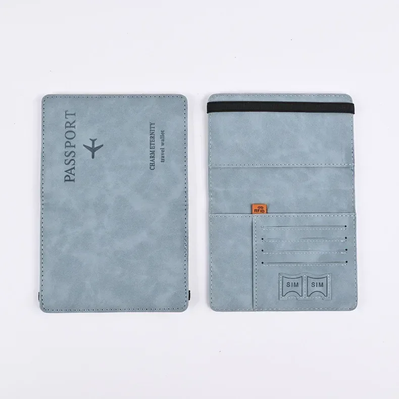 couverture de passeport en cuir à bande élastique, pour cartes, porte-passeport de voyage, portefeuille, étui organisateur de documents pour hommes et femmes