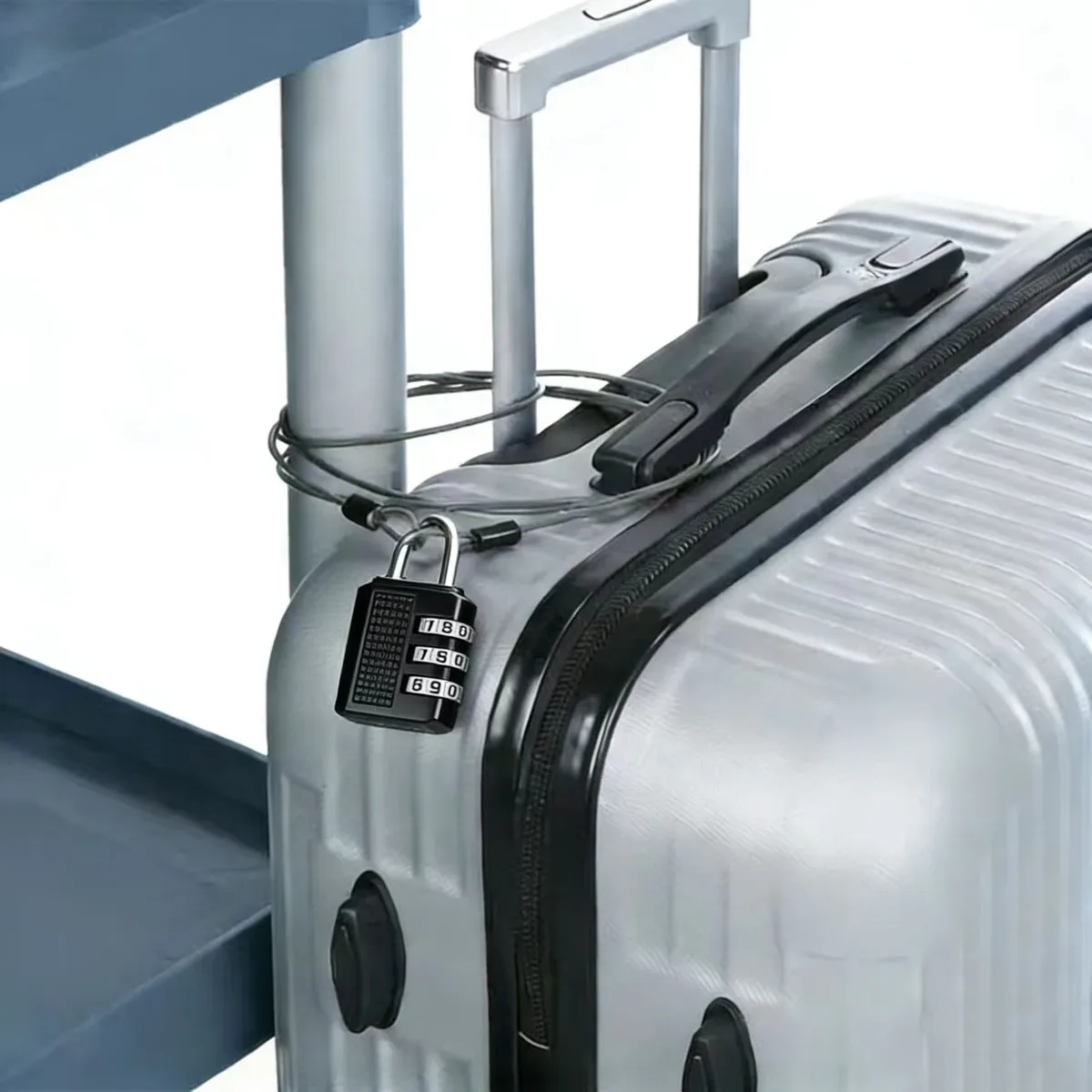 cadenas métallique combinatoire chaîne metaillique noir gris chaîne épaisse boutons extremite voyage valise sécurité