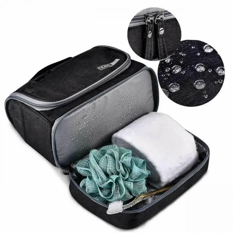 trousse de toilette pliable avec crochet de suspension, sac de rangement de cosmétiques de salle de bain étanche pour femmes, trousse de maquillage de voyage de grande capacité pour hommes