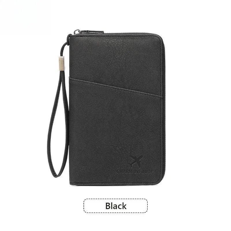 portefeuille de voyage multifonctionnel, organisateur vertical avec pochette pour passeport, pour passeports, argent et cartes, minimaliste et durable, noir